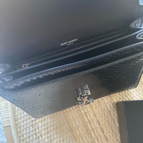 Black YSL Python Bag with silver adjustable straps - Picture 7 of 10